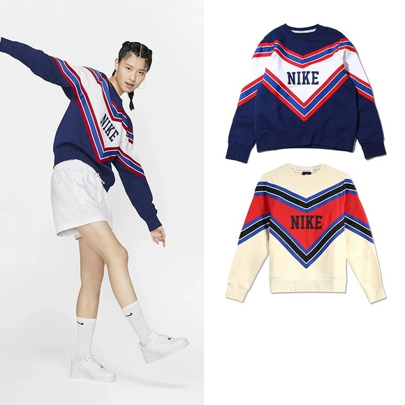 NIKE Retro Sports Women's Fleece Sweatshirt Blue Red White BV2920-492 SNL Sz S - Picture 10 of 10